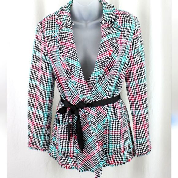 NWT Marc Cain Houndstooth Raw Hem  Blazer STATEMENT PIECE - Picture 11 of 12